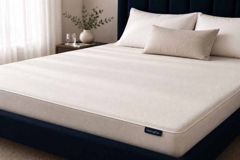 Sleep Skin fitted directly on a queen mattress — a clean cooling surface with no sheet over it
